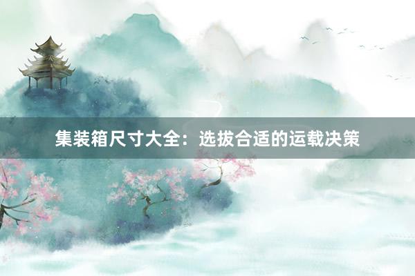 集装箱尺寸大全：选拔合适的运载决策